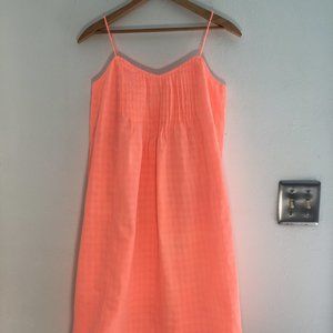 JCrew neon peach/pink sundress, size 4, midi length, pin tuck detailing